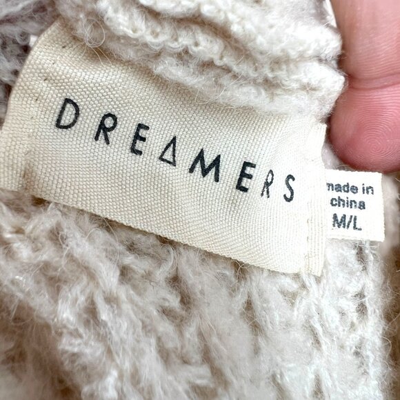 Dreamers Chunky Open Front Knit Cardigan Sweater Cream Size Medium - Picture 7 of 10